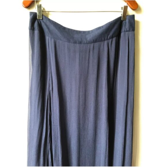 Olsen Maxi Skirt Medium Blue Overlay Flowy Lightweight Cotton Viscose EU40 Zip - Picture 4 of 9